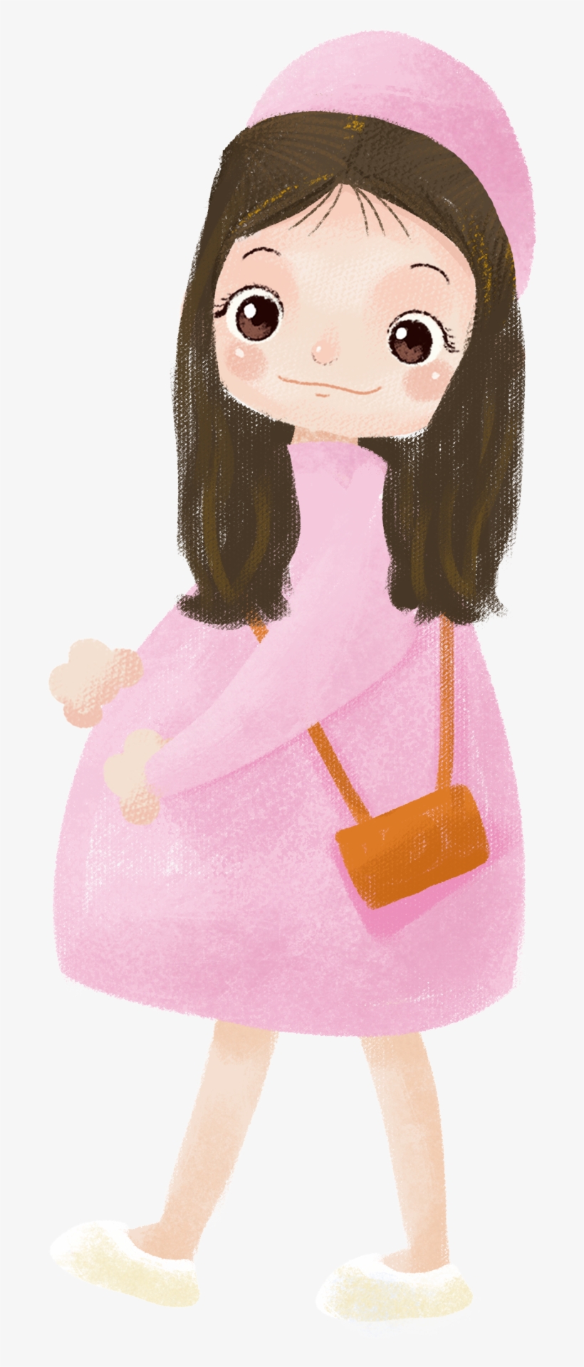 Cartoon Hand Drawn Illustration Pregnant Woman Png - Doll, transparent png #8014178