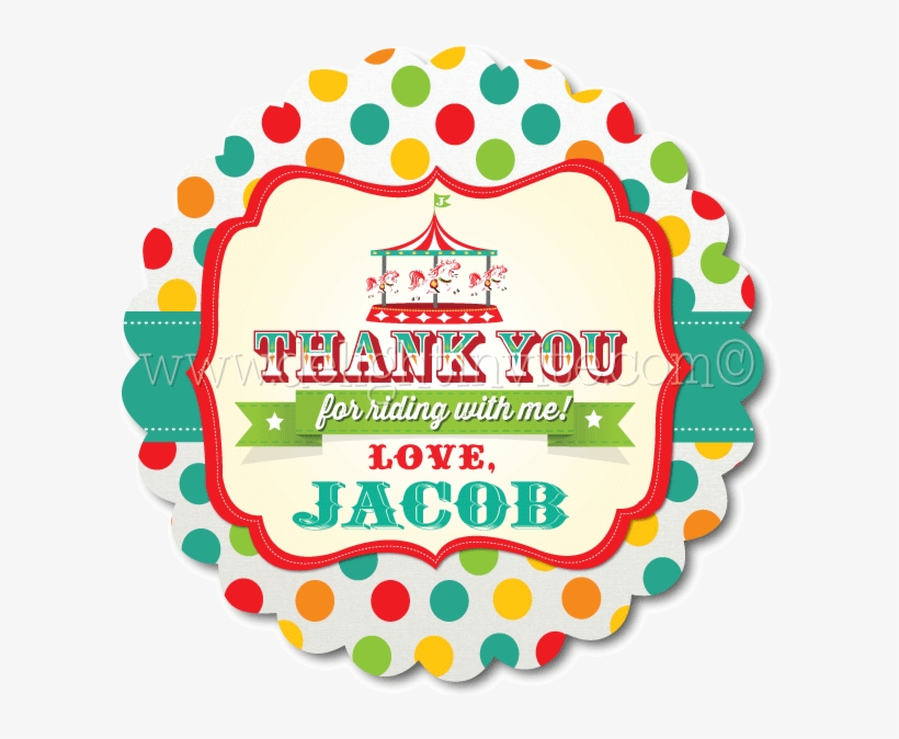 Vintage Carousel 1st Birthday Favor Tags - Circle, transparent png #8018383