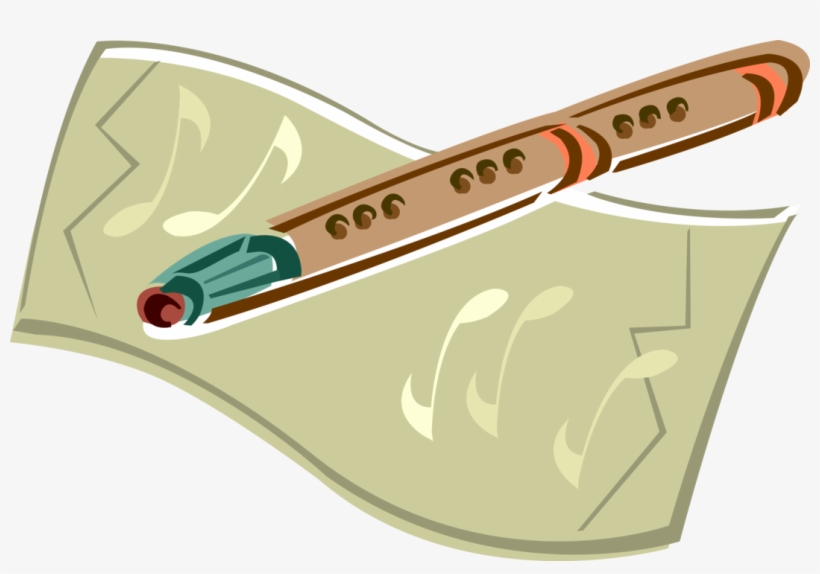Vector Illustration Of Wooden Flute Musical Instrument, transparent png #8018996
