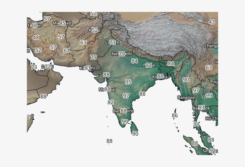 South Asia Temperatures Map - Globe Animation For Powerpoint, transparent png #8019477