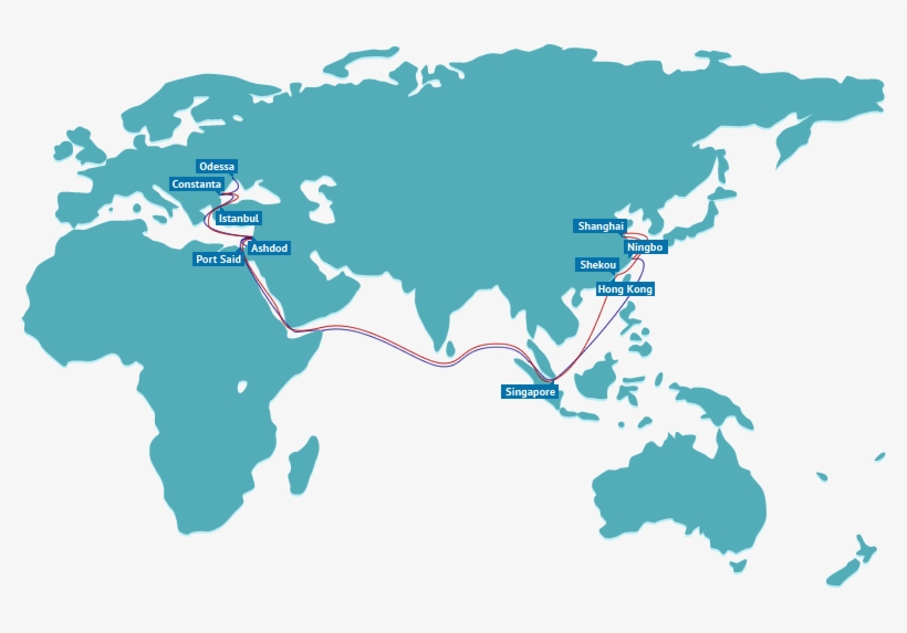 G6 Alliance To Vary Coverage On Asia-europe Tradelane - High Resolution World Map Vector, transparent png #8019951