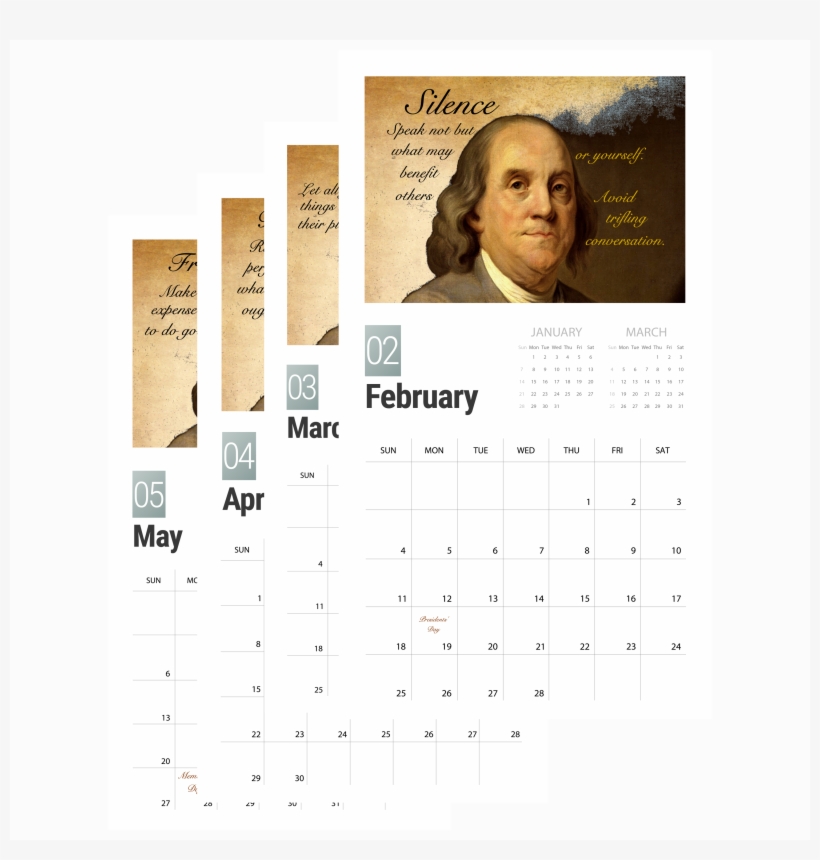 Benjamin Franklin's 13 Virtues Calendar - Benjamin Franklin, transparent png #8021407