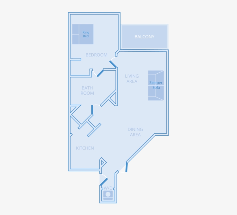 1 Bedroom, 1 Bath Condo Rental - Diagram, transparent png #8022247