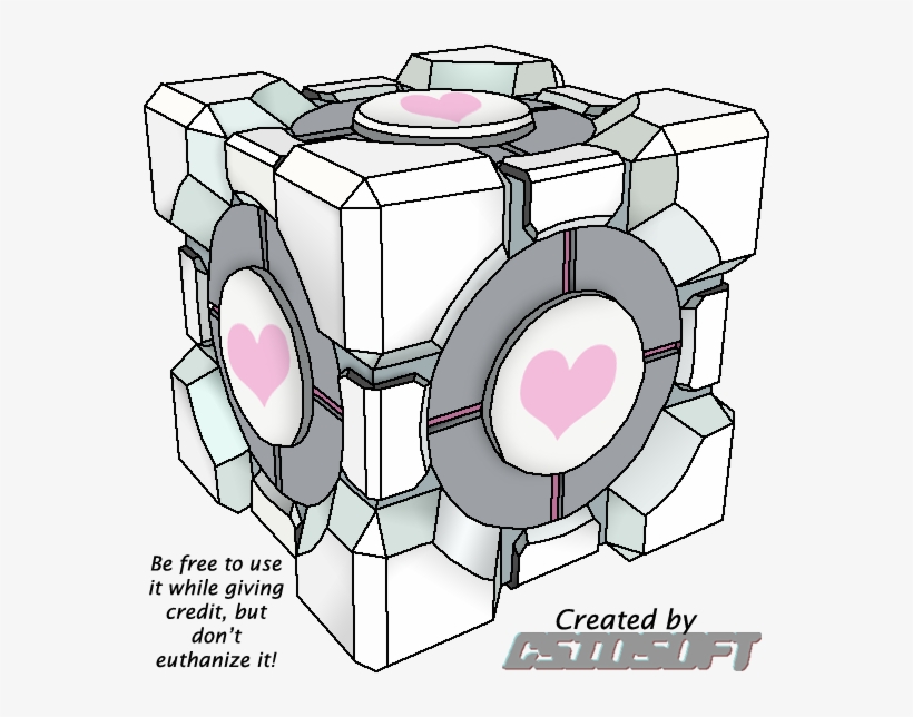 Companion Cube, Portal, Gate - Portal Companion Cube Drawing, transparent png #8022811