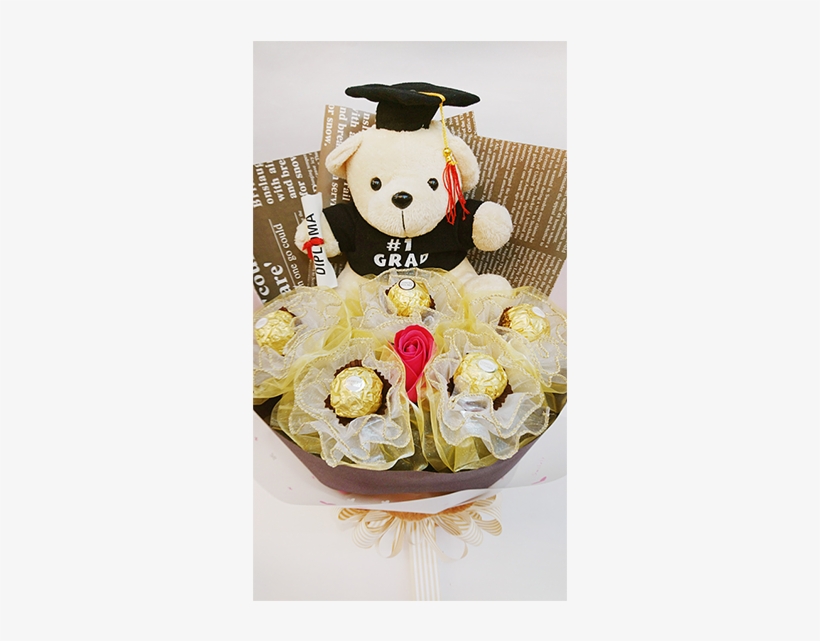 Graduation Bouquet - Graduation Bear With Chocolate Bouquet, transparent png #8024791
