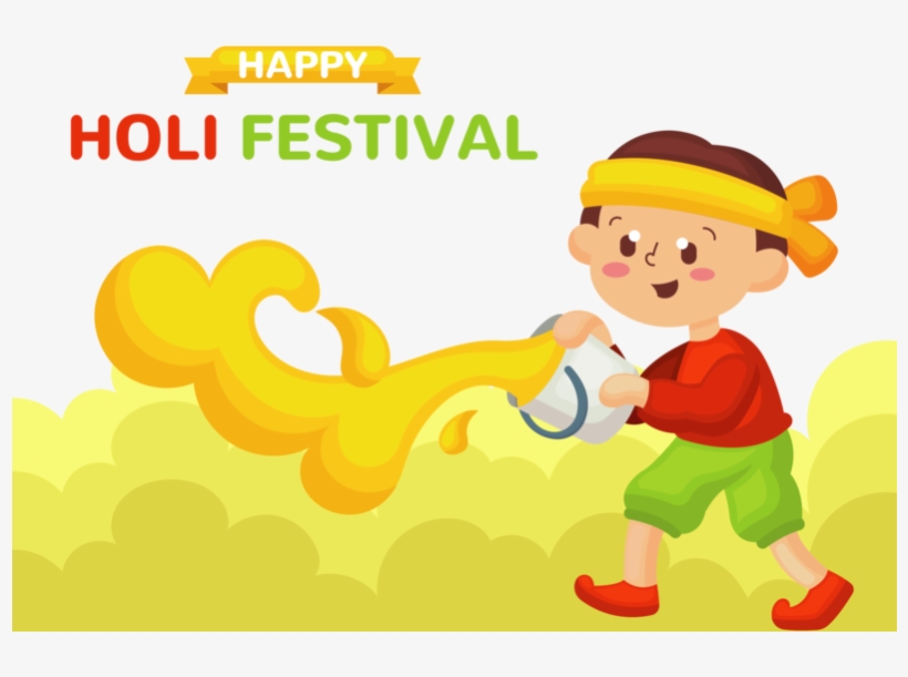 Happy Children Celebrating Holi Festival Holi Art Colorful - Cartoon - Free  Transparent PNG Download - PNGkey