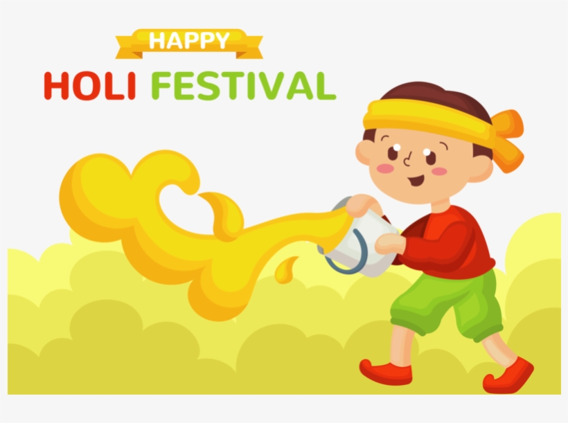 Happy Children Celebrating Holi Festival Holi Art Colorful - Cartoon, transparent png #8024866