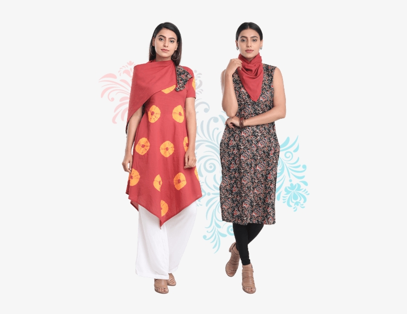 Agnisie Pack Of 2 Kurtas With Stole - Silk, transparent png #8026702
