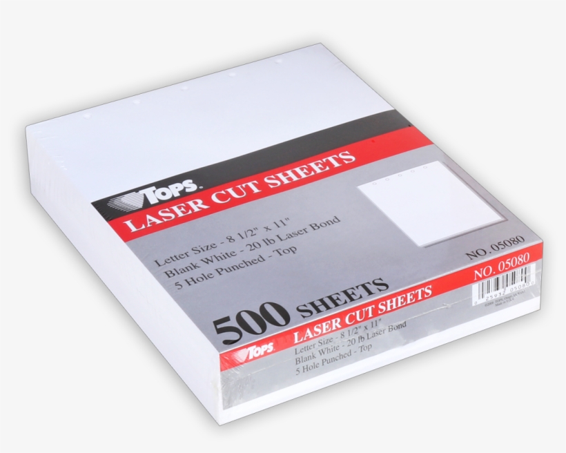 Tops Laser Cut Sheet, 5-hole Punched Top, 20 Lb, 500 - Label, transparent png #8028043