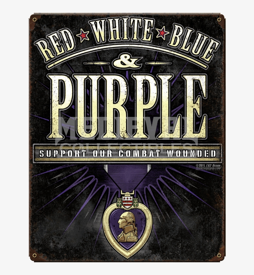 Combat Wounded Purple Heart Vintage Steel Sign - Label, transparent png #8029419