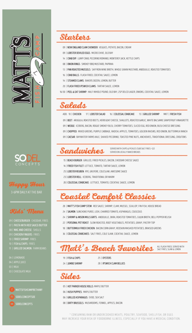 At Matt's Fish Camp Located Right On Coastal Highway - Brochure, transparent png #8031246