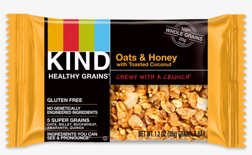 Oats & Honey Granola Bars With Toasted Coconut - Kind Healthy Grains Oats And Honey, transparent png #8035513