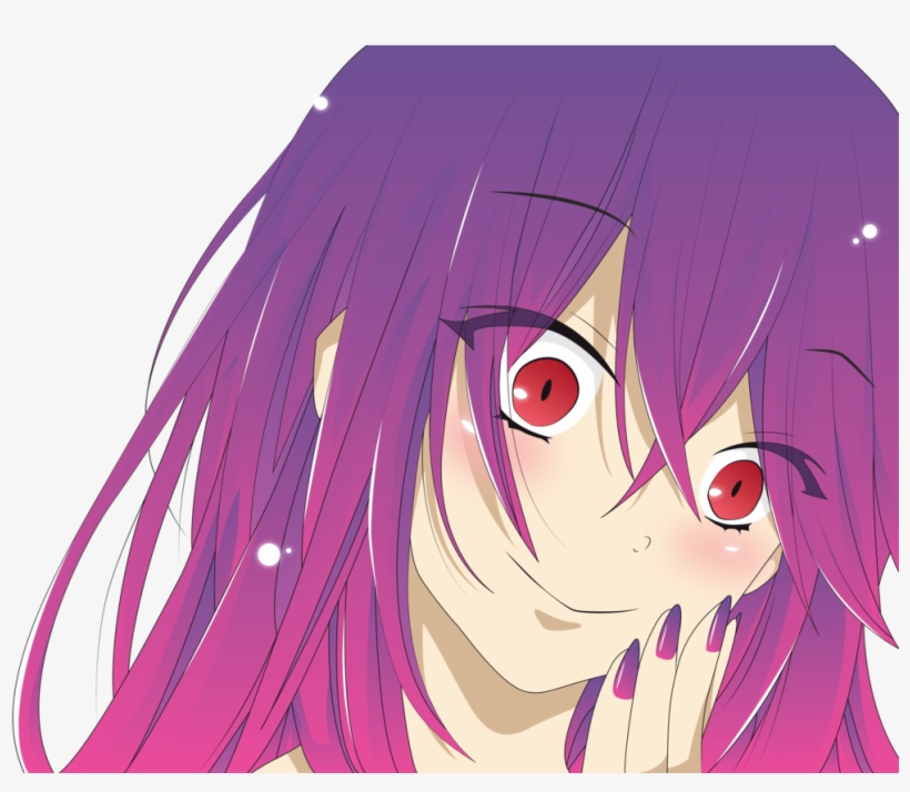 Anime Smile Png - Insane Anime Girl With Purple Hair, transparent png #8037830