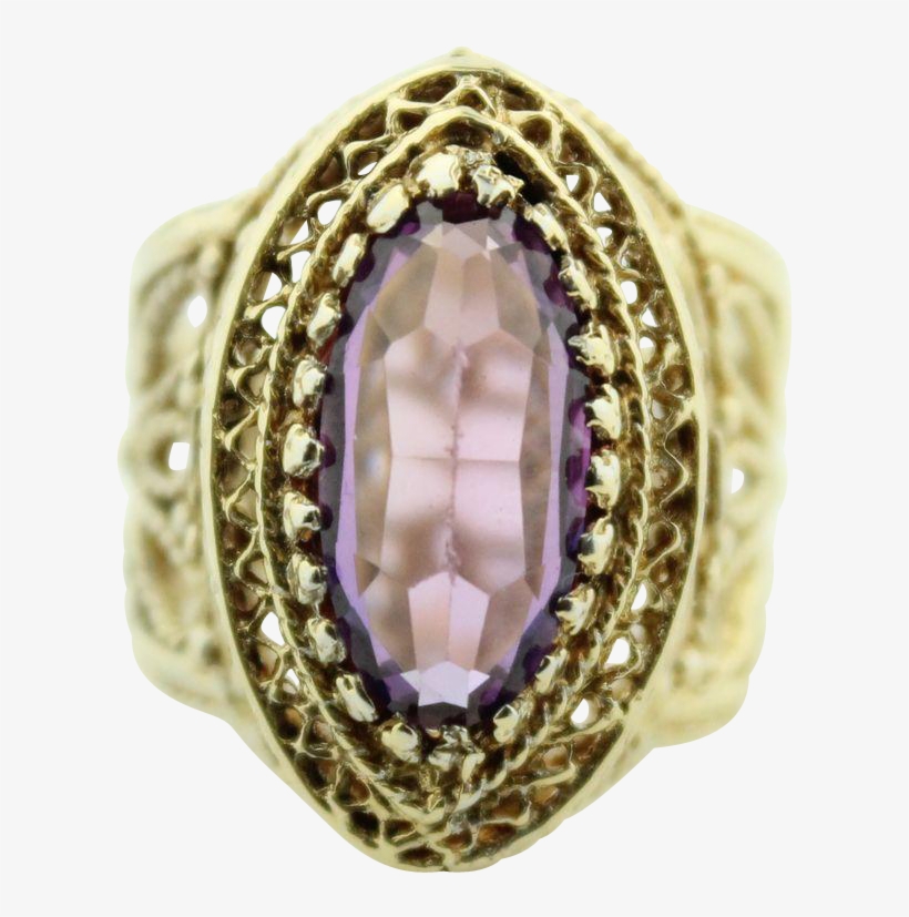 Handmade 14 Karat Yellow Gold Filigree Gorgeous Large - Engagement Ring, transparent png #8037955