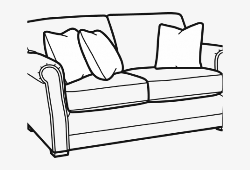 Drawn Couch Side View - Couch Clipart Black And White, transparent png #8037984