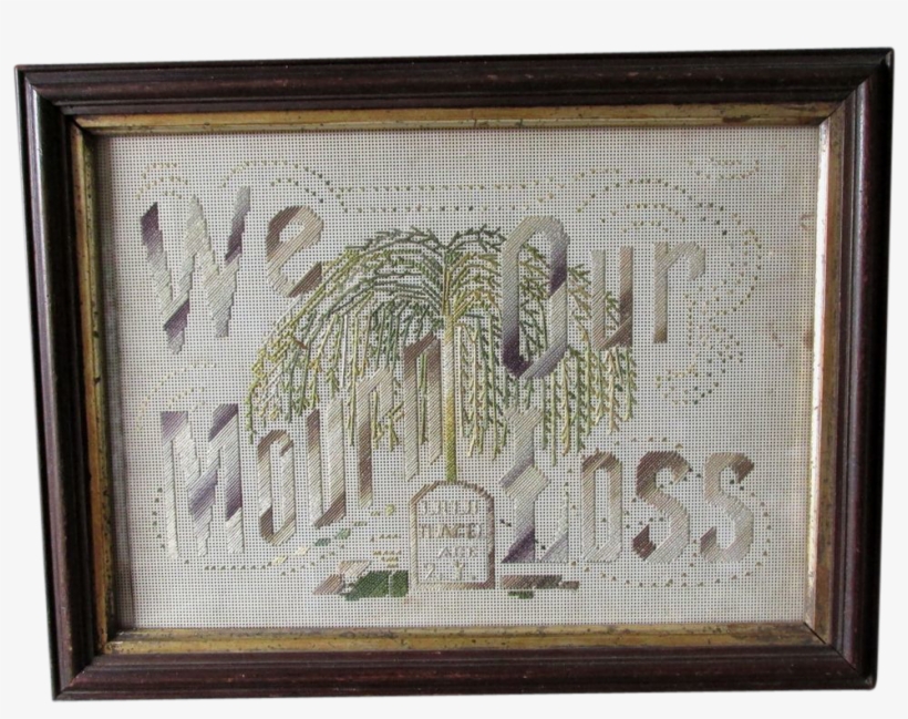 C1870s Victorian Mourning Motto Sampler With Weeping - Picture Frame, transparent png #8038028