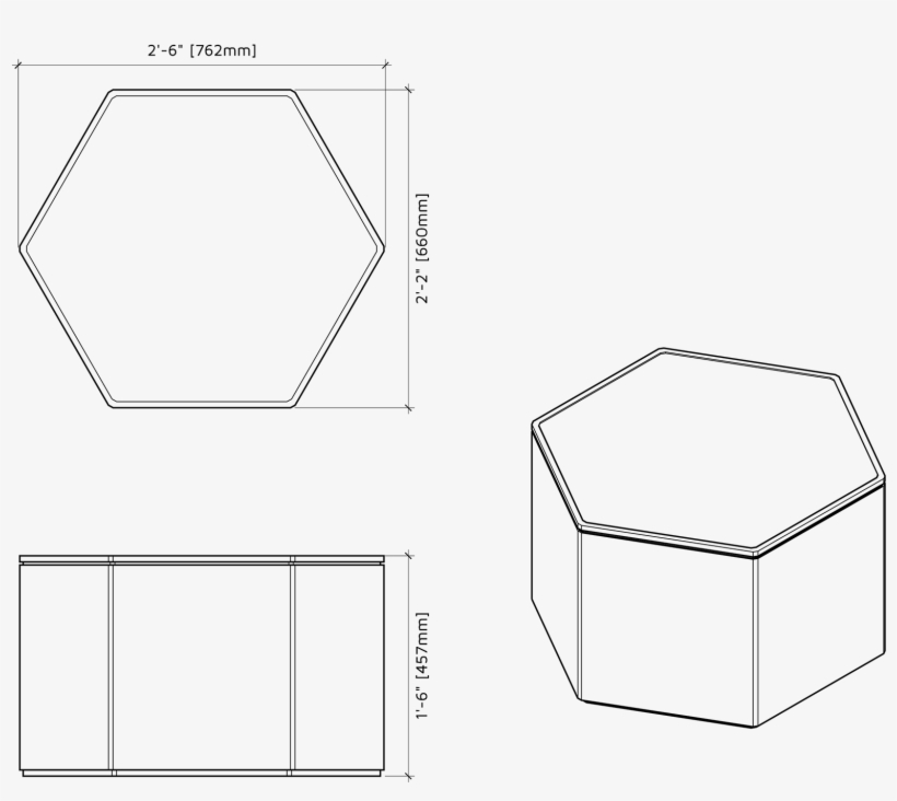 Based On The 15 Inches, The Other Two Side Dimensions - Hexagon Coffee Table Dimensions, transparent png #8038608