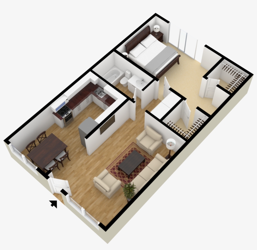 This Floor Plan Has 770 800 Square Feet Of Living Space