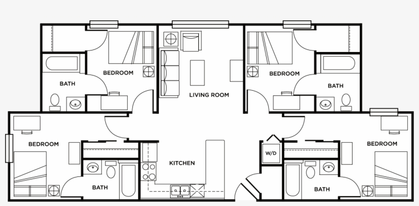 This Layout Offers You A Private Bedroom And Bathroom, - Diagram, transparent png #8039900
