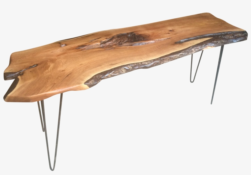 Large Handmade Butternut Wood Live Edge Slab Table - Bench, transparent png #8040842