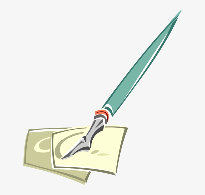 Vector Illustration Of Fountain Pen Writing Instrument - Cold Weapon, transparent png #8041083