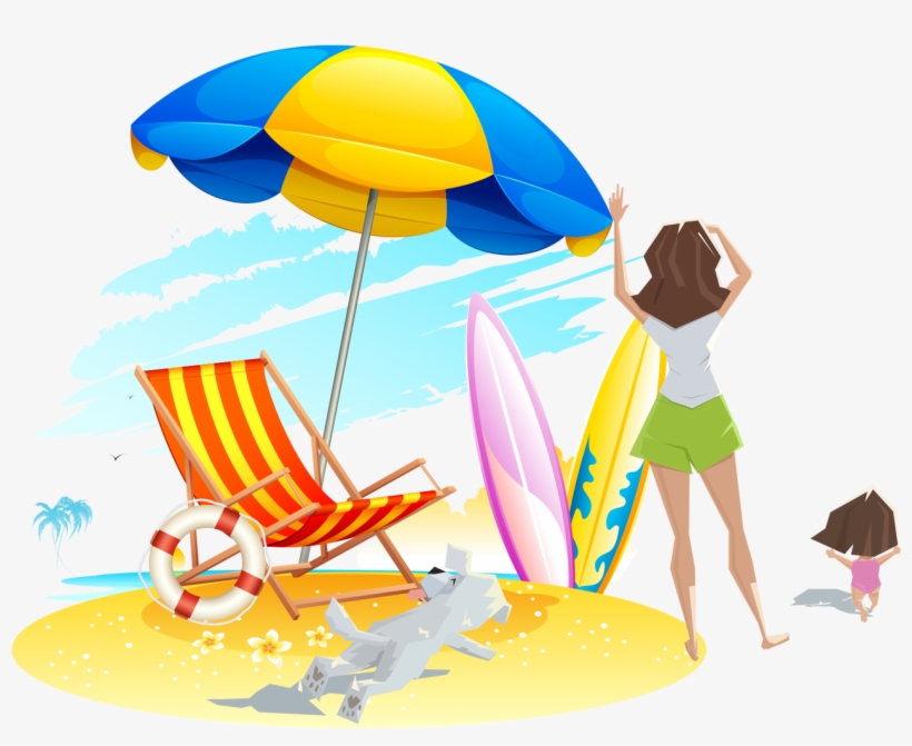 Deckchair Clip Art Sand Transprent Png Free Ⓒ - Dibujo Sombrilla Playa, transparent png #8041591