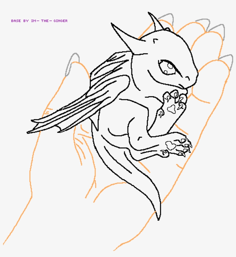 Pixilart Base By Im The Ginger - Baby Dragon Base Free, transparent png #8042146