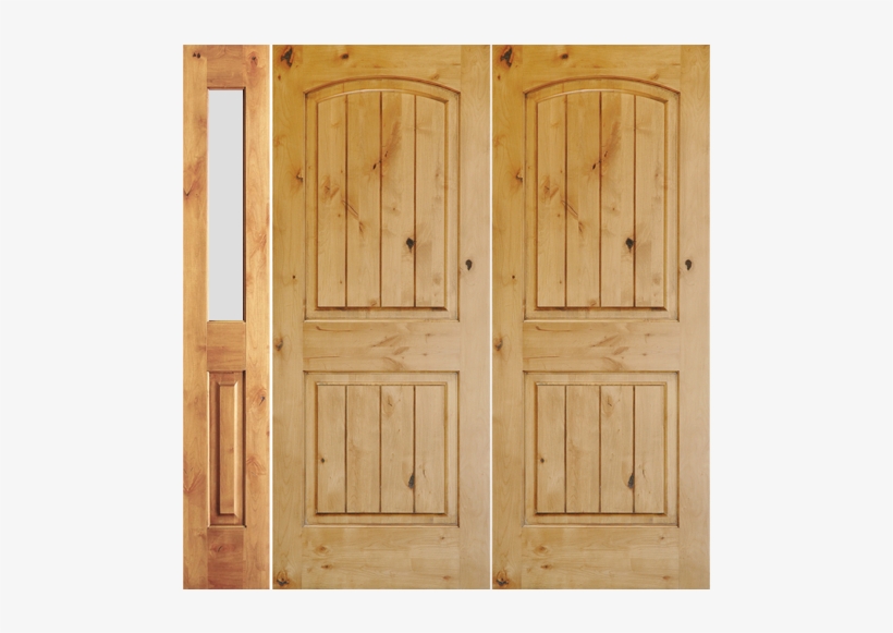 Krosswood Knotty Alder 2 Panel Top Rail Arch With V - Home Door, transparent png #8043337