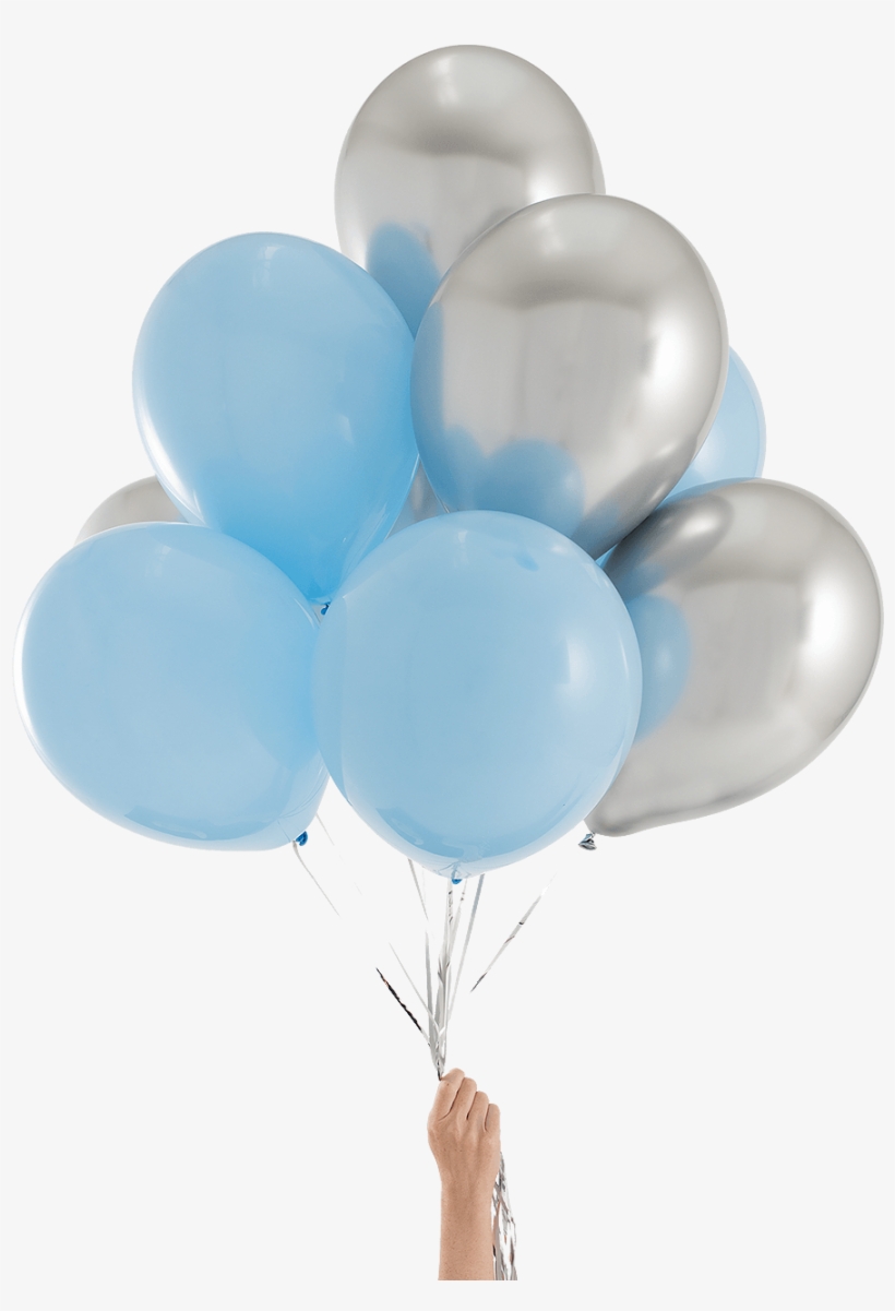 Elegant Blue & Silver Party Balloons - Balloon, transparent png #8044899