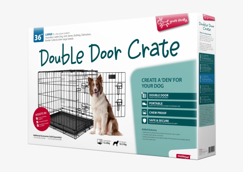 Yours Droolly Double Door Dog Crate 36 Inch - Dog Crate, transparent png #8045000