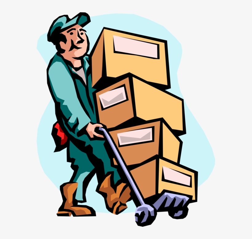 Vector Illustration Of Professional Mover Moving Boxes - Clip Art Moving, transparent png #8045132