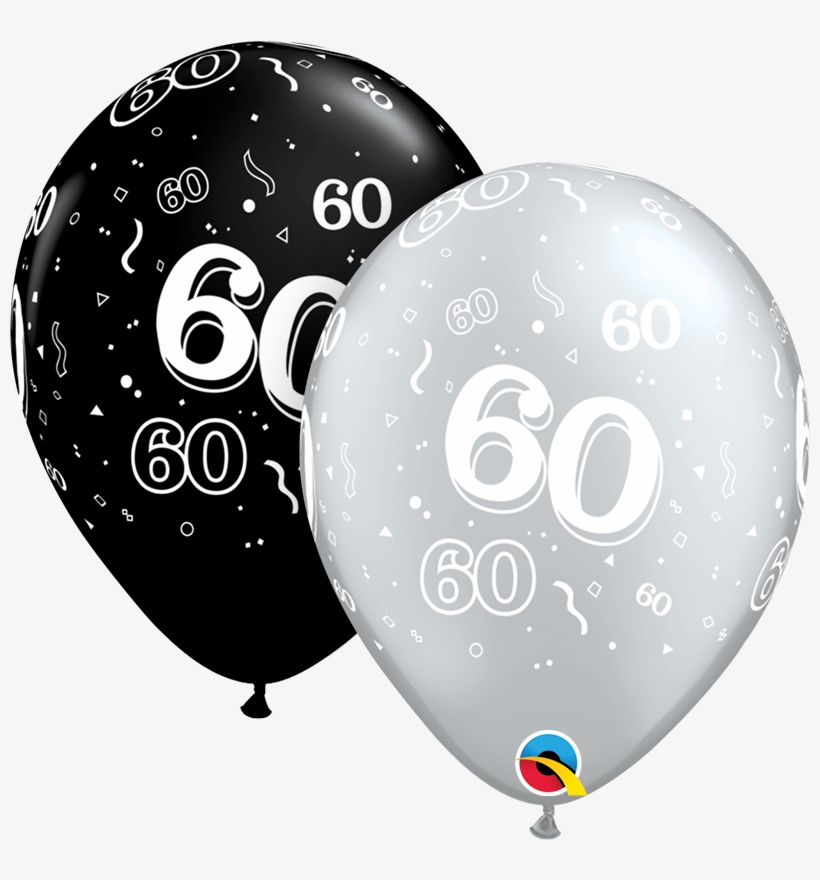 Latex Balloons Black & Silver Age - 60th Birthday Balloons Png, transparent png #8045329