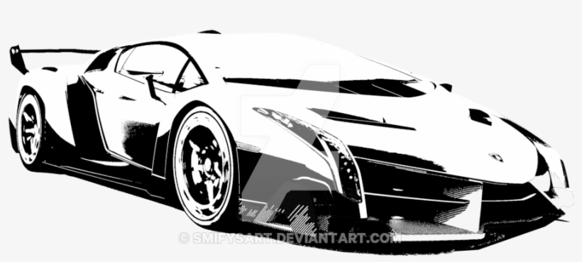 Lamborghini Veneno Outlined In Black By Smifysart - Lamborghini Png Black And White, transparent png #8046665