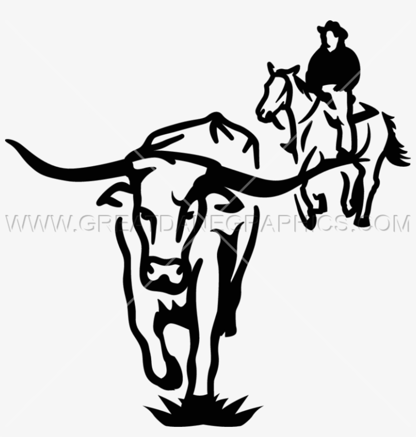 Longhorns - Longhorns Image Black And White, transparent png #8048322