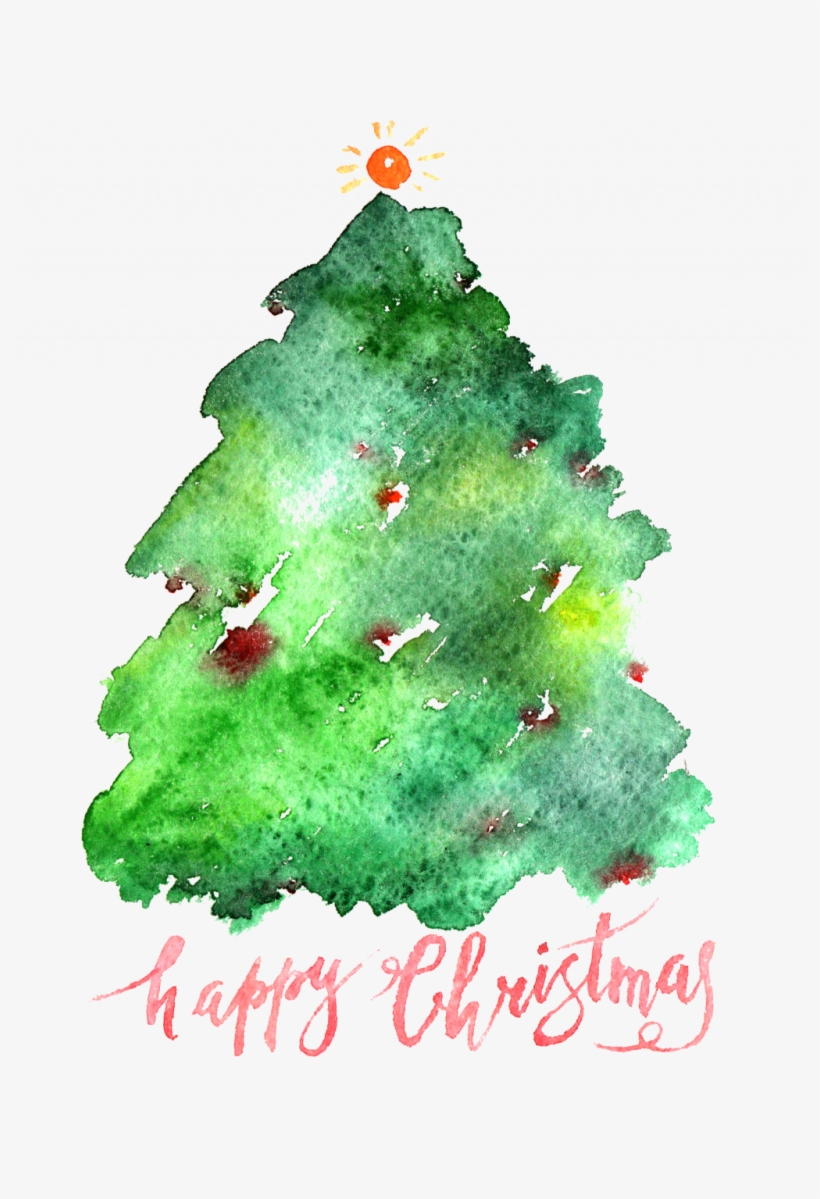 Santa Claus Christmas Tree Watercolor Painting Simple - Watercolor Evergreen Christmas Tree, transparent png #8048446