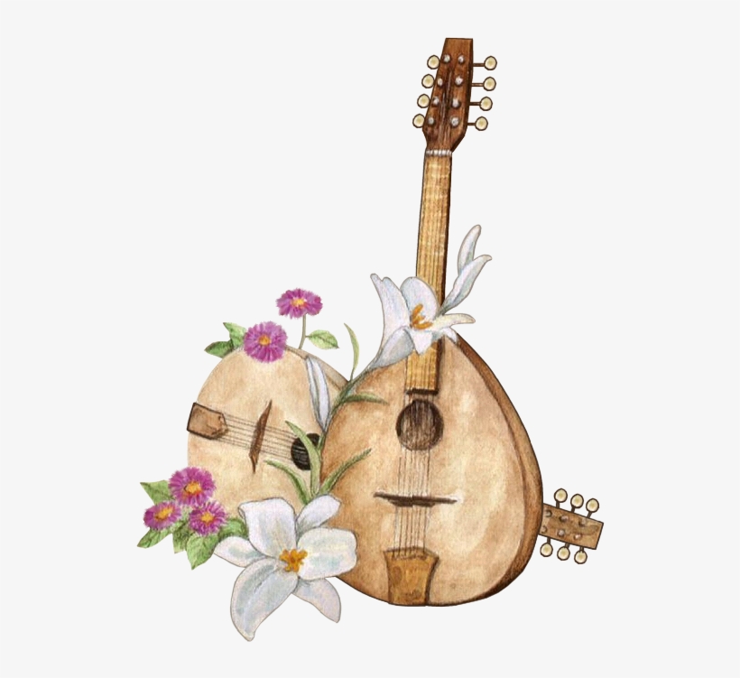 Suite Music Writing, Le Net, Lute, Decoupage Paper, - Instrumentos Musicais Com Flores, transparent png #8050077