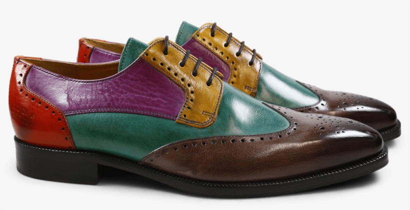 Derby Shoes Jeff 14 Stone Bottle Green Yellow Purple - Sneakers, transparent png #8050375