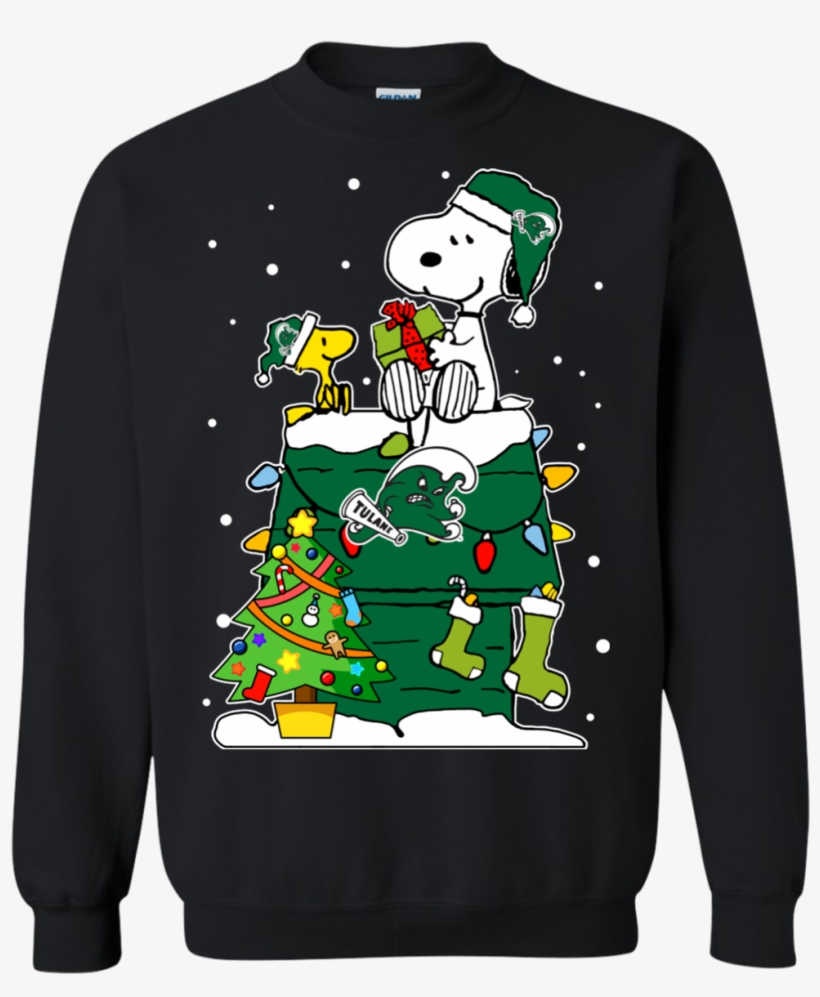 Tulane Green Wave Ugly Christmas Sweaters Snoopy Woodstock - Tree Rex Christmas Jumper, transparent png #8052027