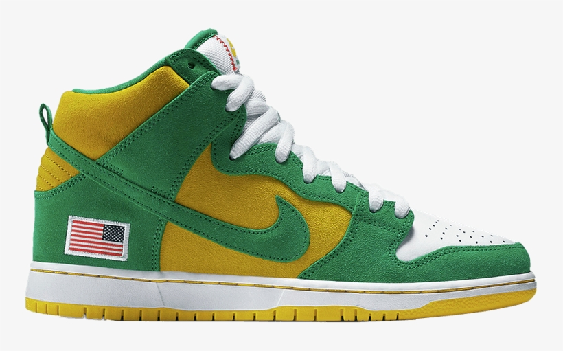 Nike Dunk High Pro Sb 'oakland Athletics' - Green And Yellow Nike Sb, transparent png #8052448