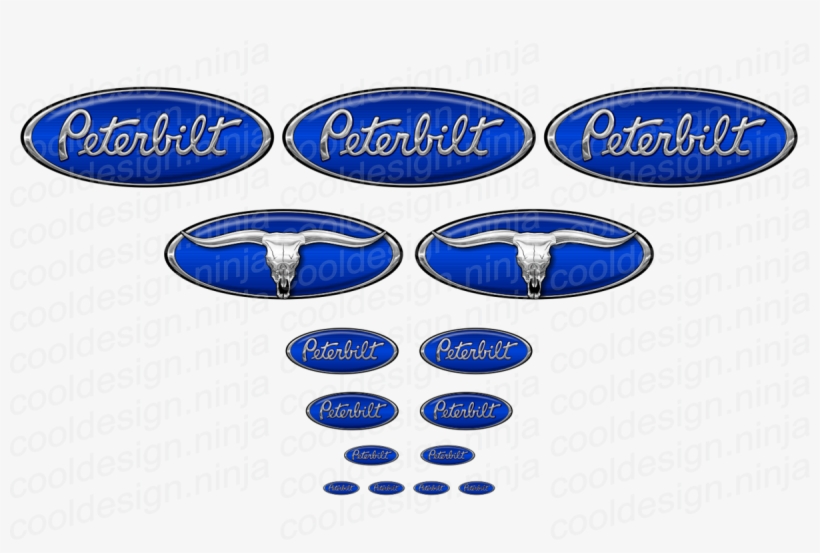 Cobalt Blue/chrome Bull Skull 389 Pete Emblem Skin - Peterbilt, transparent png #8052545
