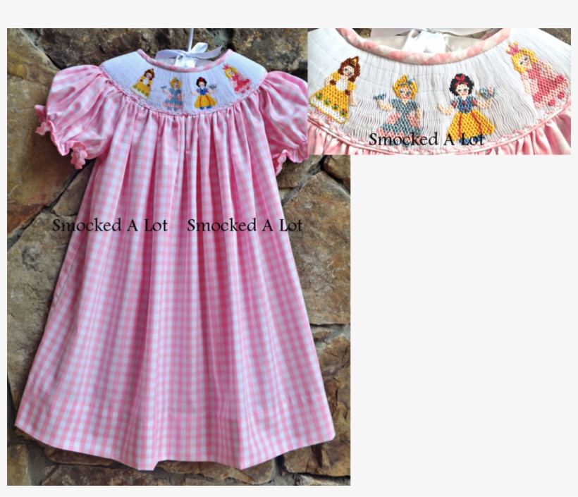 Smocked Princess Dress Pink Gingham Belle, Cinderella, - Princess Smocked Dress, transparent png #8052693