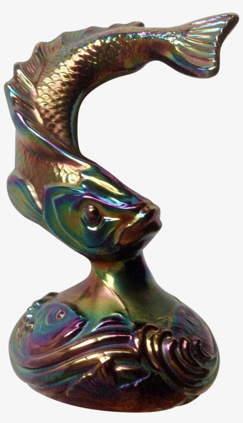 Gorgeous Fenton Iridescent Black, Blue And Purple Jumping - Statue, transparent png #8056822