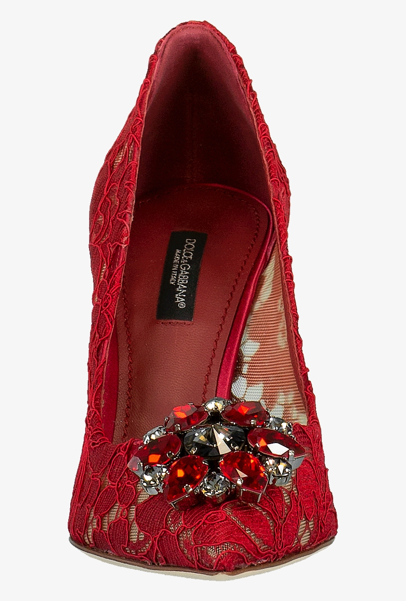 Dolce & Gabbana Decolletè Bellucci Red Lace With Application - Ballet Flat, transparent png #8056844