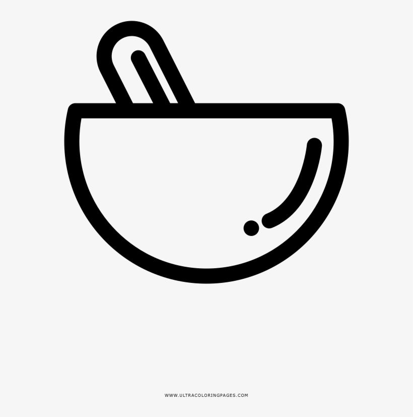 Mortar And Pestle Coloring Page - Line Art, transparent png #8057619