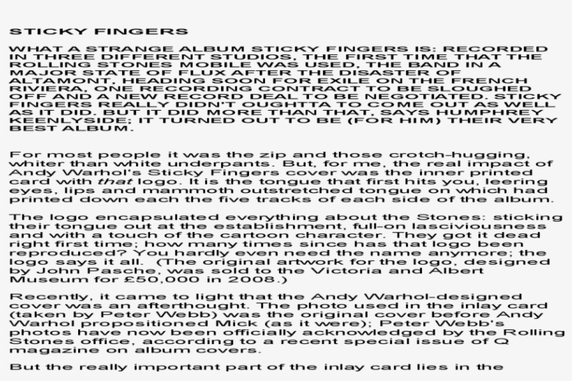 Ther Fingerssticky Fingers What A Strange Album Rolling - Document, transparent png #8059036