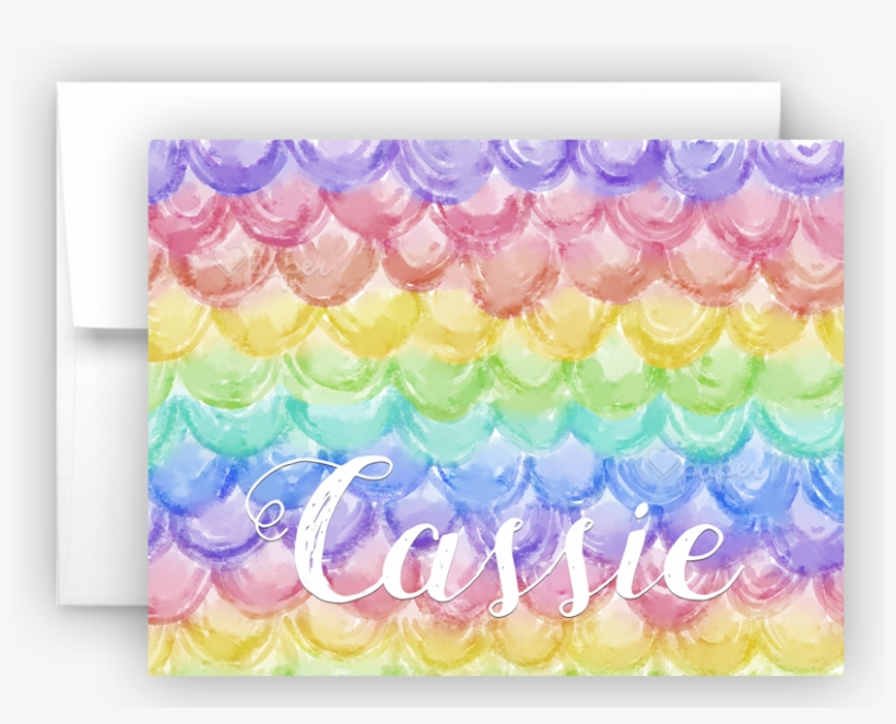 Rainbow Mermaid Scales Thank You Cards Note Card Stationery - Art Paper, transparent png #8059770