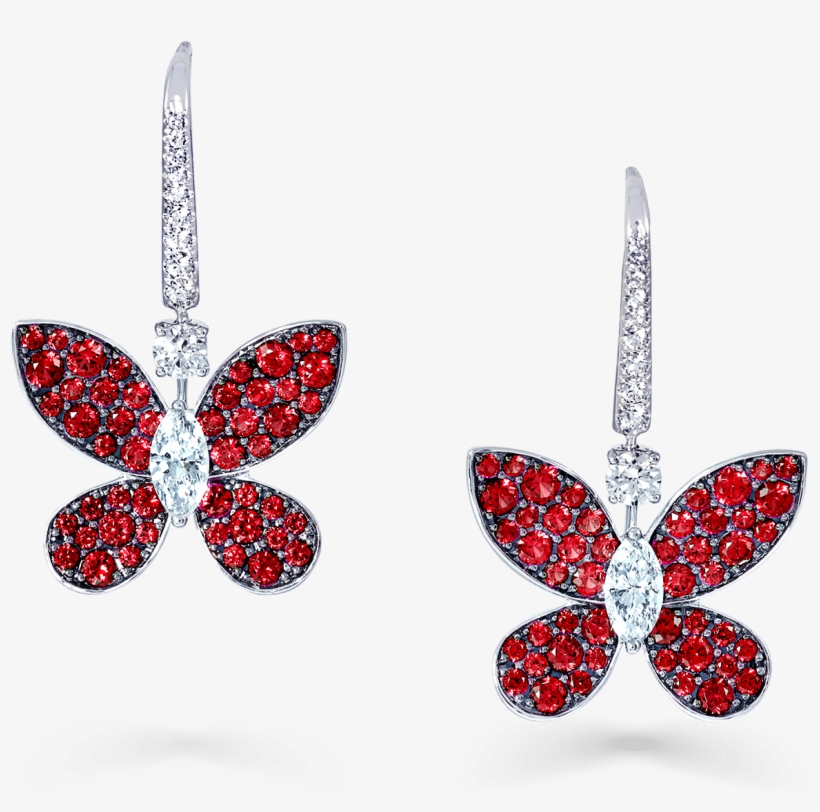 A Pair Of Graff Pavé Butterfly Drop Earrings Pave Set, transparent png #8059808
