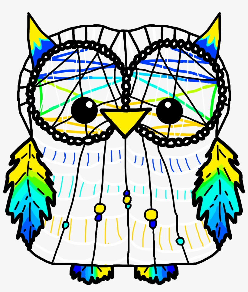 Owl Fteowl Dream Catcher Dreamcatcher Blue Yellow Freet, transparent png #8060924