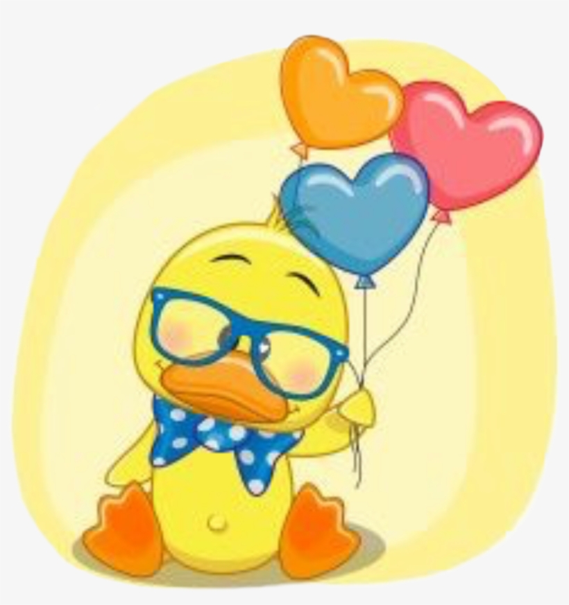 Duck Duckie Patito Yellow Balloons Freetoedit - Cartoon Ducks With Umbrella, transparent png #8063808