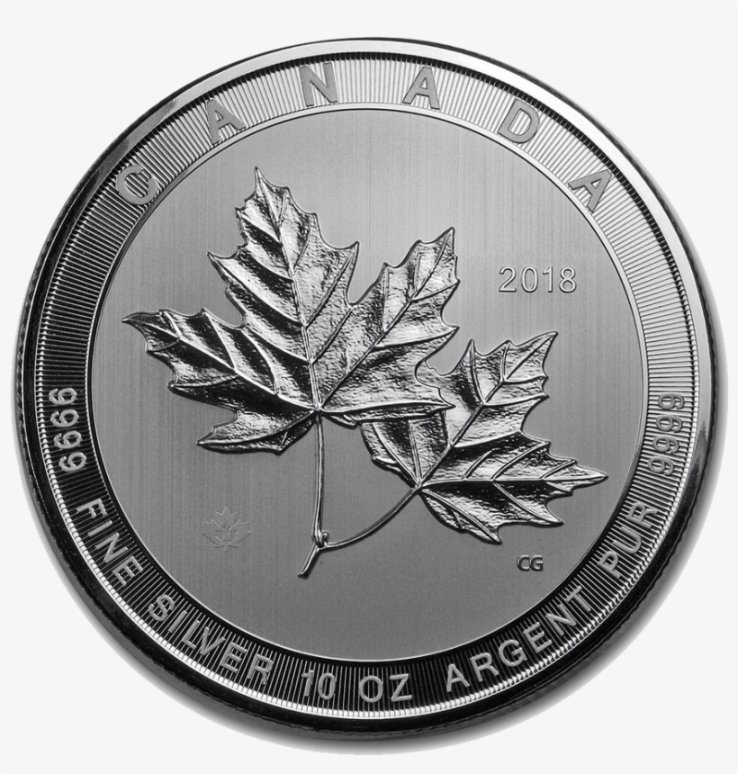 2018 Canadian Magnificent Maple Leaves 10oz Silver - 10 Oz Maple Leaf, transparent png #8064061